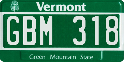 VT license plate GBM318