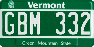 VT license plate GBM332