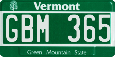 VT license plate GBM365