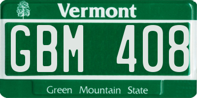 VT license plate GBM408