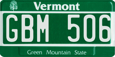 VT license plate GBM506