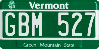 VT license plate GBM527
