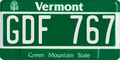VT license plate GDF767