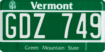 VT license plate GDZ749