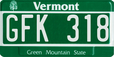 VT license plate GFK318