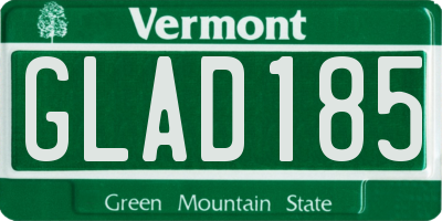 VT license plate GLAD185