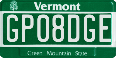 VT license plate GP08DGE