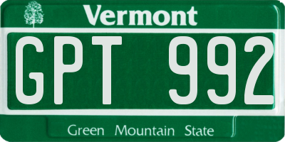 VT license plate GPT992