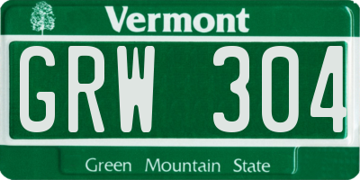 VT license plate GRW304
