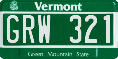 VT license plate GRW321