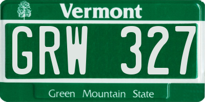 VT license plate GRW327