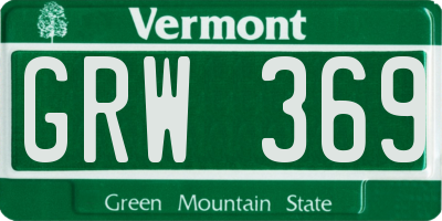 VT license plate GRW369