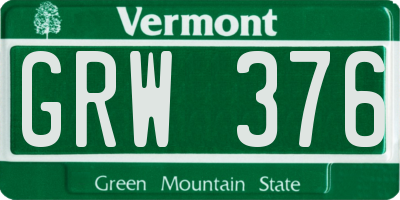 VT license plate GRW376