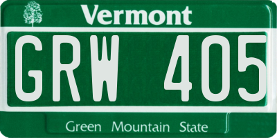 VT license plate GRW405