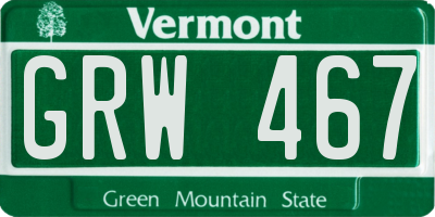 VT license plate GRW467