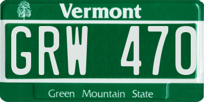 VT license plate GRW470