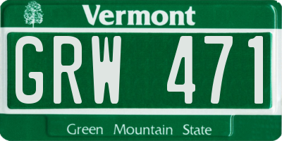 VT license plate GRW471