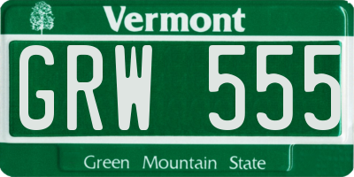 VT license plate GRW555