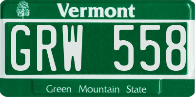 VT license plate GRW558
