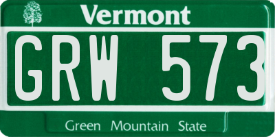 VT license plate GRW573