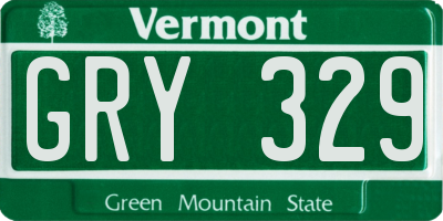 VT license plate GRY329