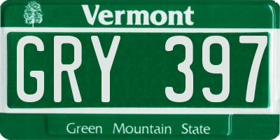 VT license plate GRY397