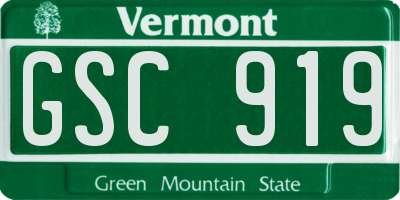VT license plate GSC919