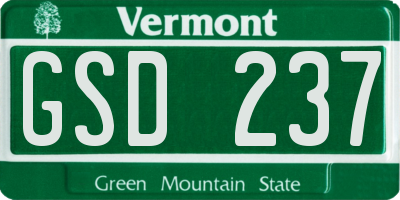 VT license plate GSD237