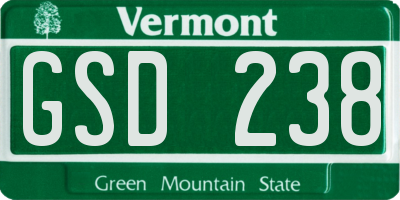 VT license plate GSD238