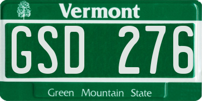 VT license plate GSD276