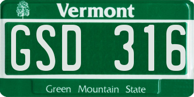 VT license plate GSD316