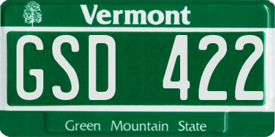 VT license plate GSD422
