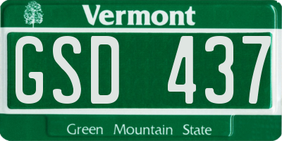 VT license plate GSD437