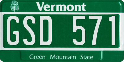 VT license plate GSD571