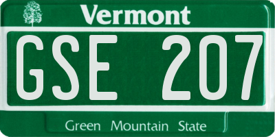 VT license plate GSE207