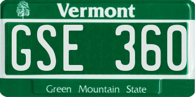 VT license plate GSE360