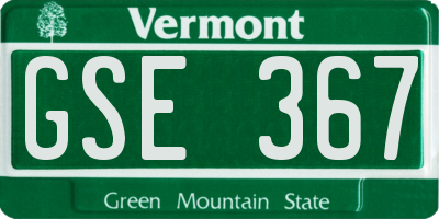 VT license plate GSE367