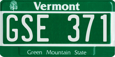 VT license plate GSE371