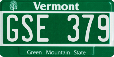 VT license plate GSE379