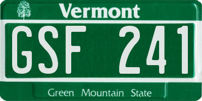 VT license plate GSF241