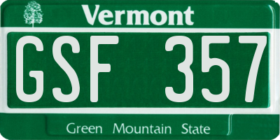 VT license plate GSF357