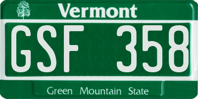 VT license plate GSF358