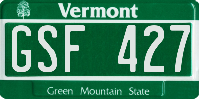 VT license plate GSF427