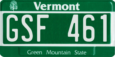 VT license plate GSF461