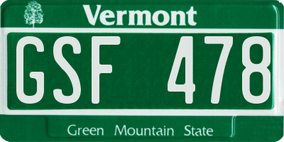 VT license plate GSF478