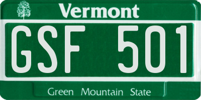 VT license plate GSF501
