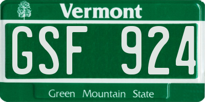 VT license plate GSF924
