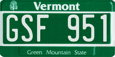 VT license plate GSF951