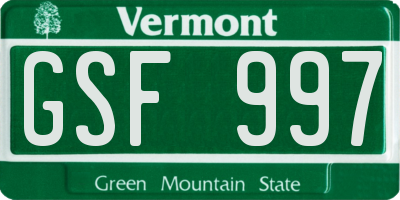 VT license plate GSF997
