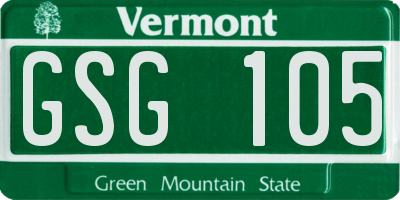 VT license plate GSG105